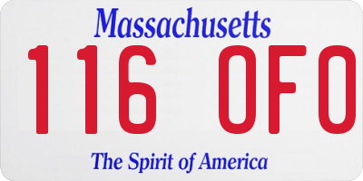 MA license plate 116OF0