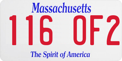 MA license plate 116OF2