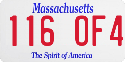 MA license plate 116OF4