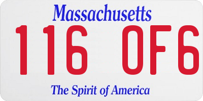 MA license plate 116OF6