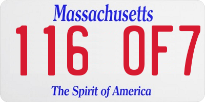 MA license plate 116OF7