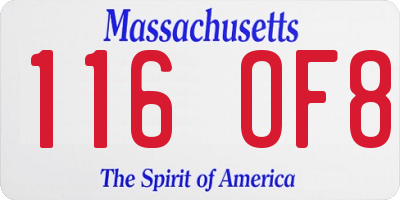 MA license plate 116OF8