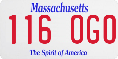 MA license plate 116OG0