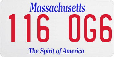 MA license plate 116OG6