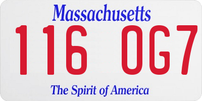MA license plate 116OG7