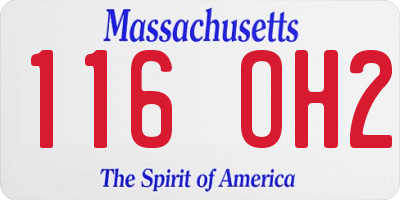 MA license plate 116OH2