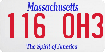 MA license plate 116OH3