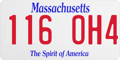 MA license plate 116OH4