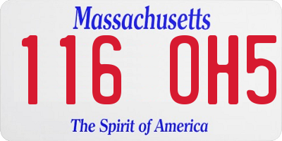 MA license plate 116OH5
