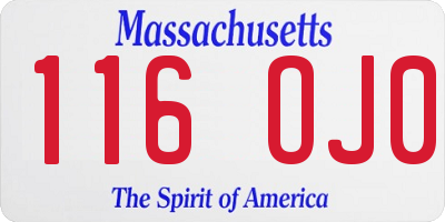 MA license plate 116OJ0