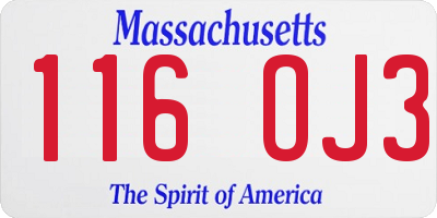 MA license plate 116OJ3