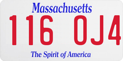 MA license plate 116OJ4