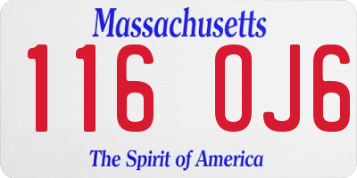 MA license plate 116OJ6