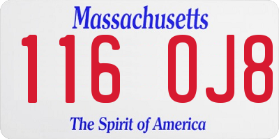 MA license plate 116OJ8