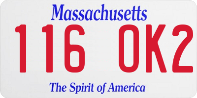 MA license plate 116OK2