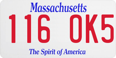 MA license plate 116OK5