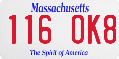 MA license plate 116OK8