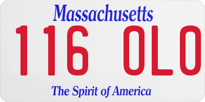 MA license plate 116OL0