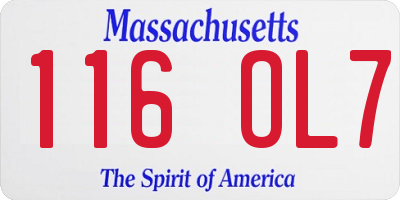 MA license plate 116OL7