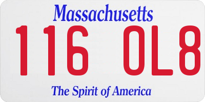 MA license plate 116OL8