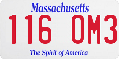 MA license plate 116OM3
