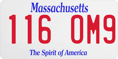 MA license plate 116OM9