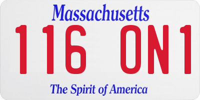 MA license plate 116ON1
