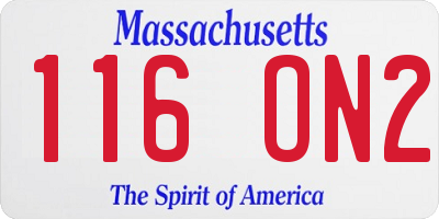 MA license plate 116ON2