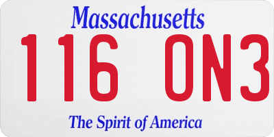 MA license plate 116ON3