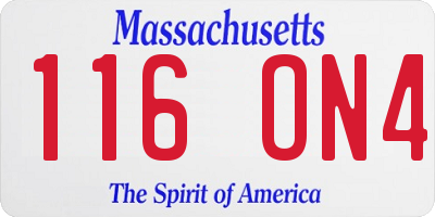 MA license plate 116ON4