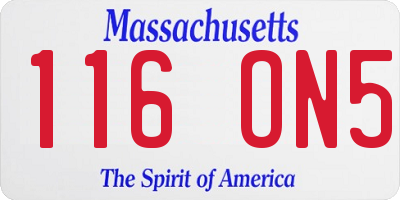 MA license plate 116ON5