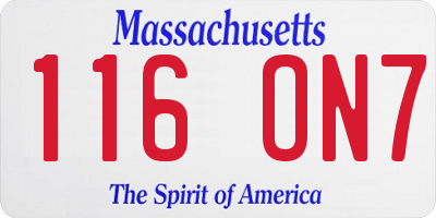 MA license plate 116ON7