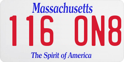 MA license plate 116ON8
