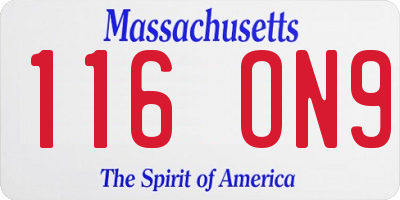 MA license plate 116ON9