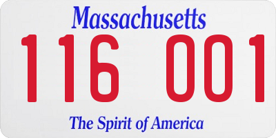 MA license plate 116OO1