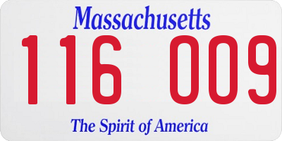 MA license plate 116OO9