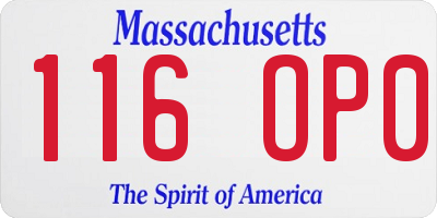 MA license plate 116OP0