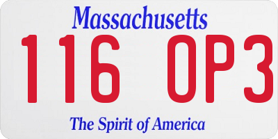 MA license plate 116OP3