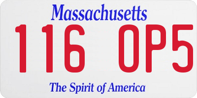 MA license plate 116OP5