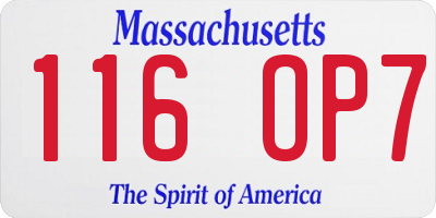 MA license plate 116OP7