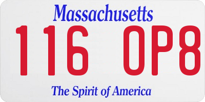 MA license plate 116OP8
