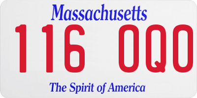 MA license plate 116OQ0