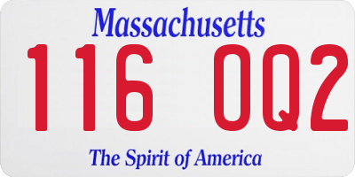 MA license plate 116OQ2