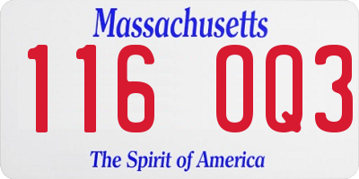 MA license plate 116OQ3