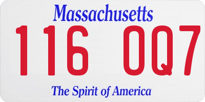 MA license plate 116OQ7