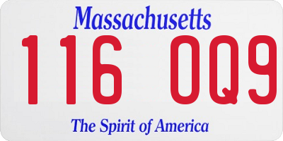 MA license plate 116OQ9