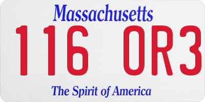 MA license plate 116OR3