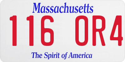 MA license plate 116OR4