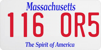 MA license plate 116OR5