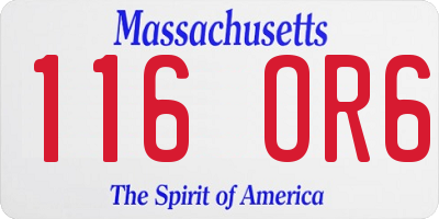 MA license plate 116OR6